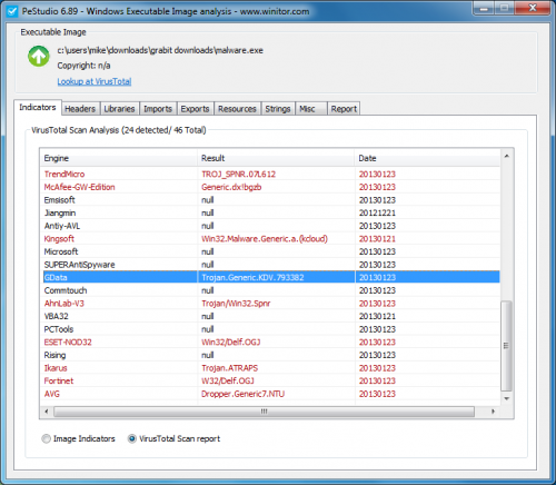 โปรแกรม PeStudio ใช้ในการสแกนไวรัสประเภทมัลแวร์ จำกัดพื้นที่